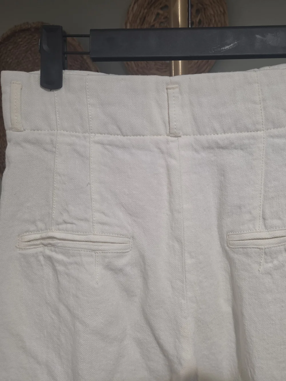 Zara Ivory Linen Blend High Rise Wide Leg Trousers Size Small